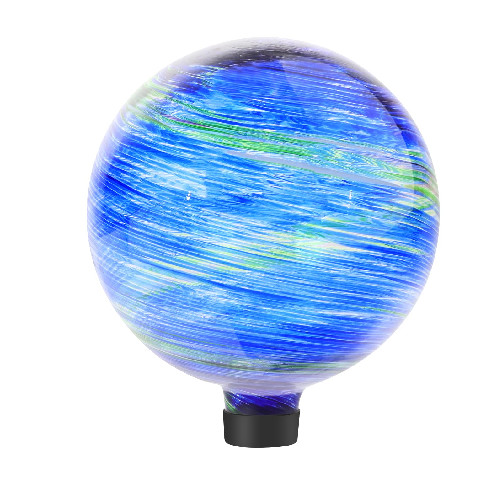 PIREKZUNT Gazing Balls for Garden, Blue and Green Hand Painted Gazing Glass Ball, Reflective Ball Yard Ornament for Outdoor Decoration Patio Garden Lawn (10 Inch)