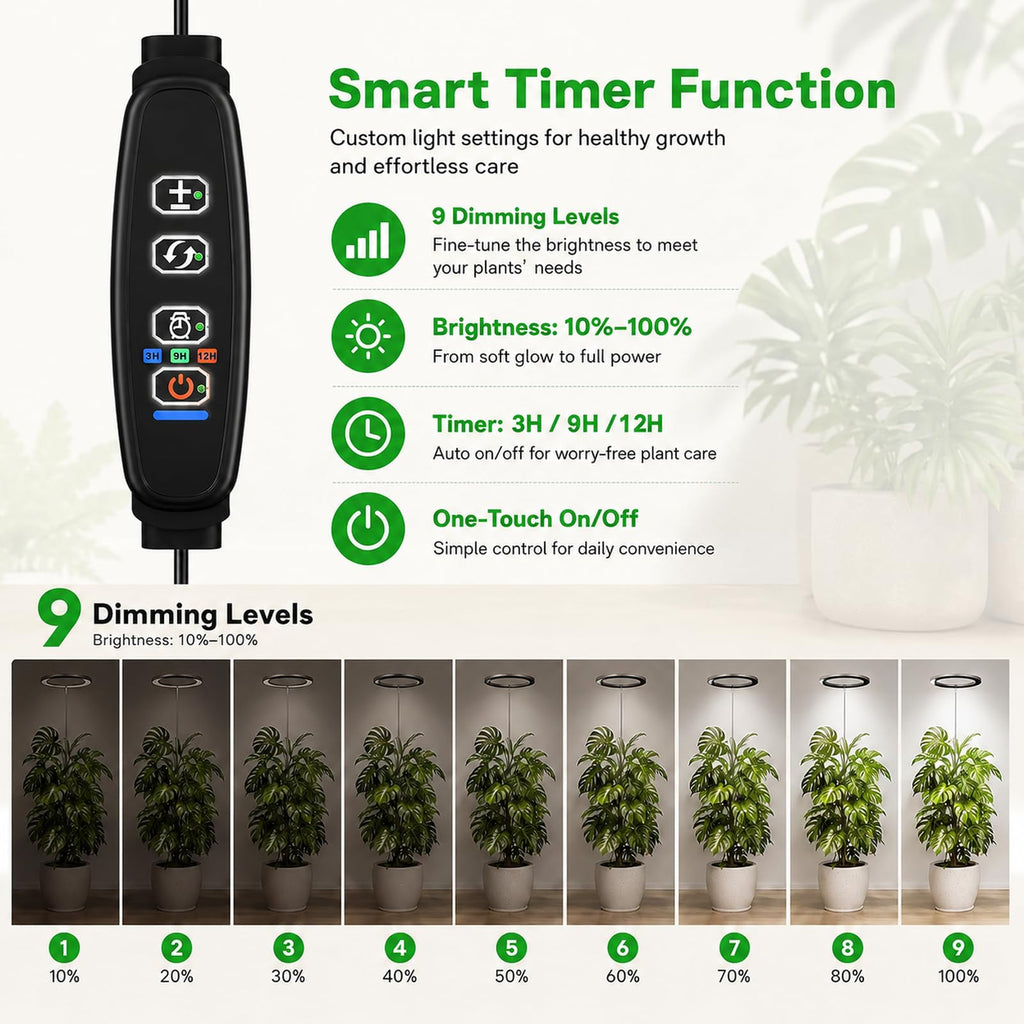 10" Grow Lights for Large Indoor Plants, Full Spectrum Indoor Plant Light