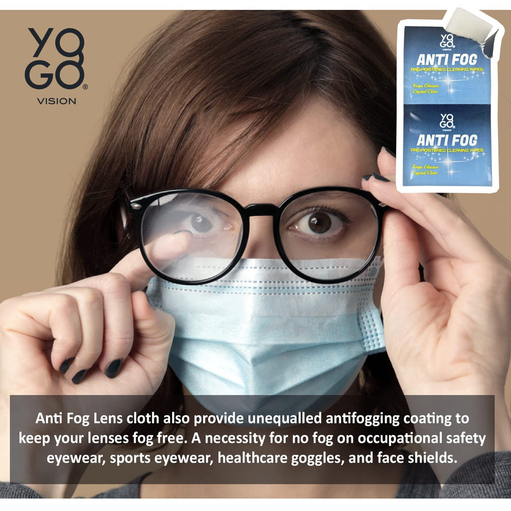 Anti Fog Wipes for Glasses Pre Moistened Cleaner Lens Wipes for Screens, Binoculars, Face Sheilds, Ski Masks, Swim Goggles, Individual Wrapped Antifog for Eyeglass Cleaner (200 Pack)