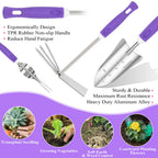 HLWDFLZ Purple Garden Tool Set Gardening Items for Women - 11PCS Heavy Duty Garden Tools with Detachable Storage Bag, Weeder, Dual-Purpose Hoe