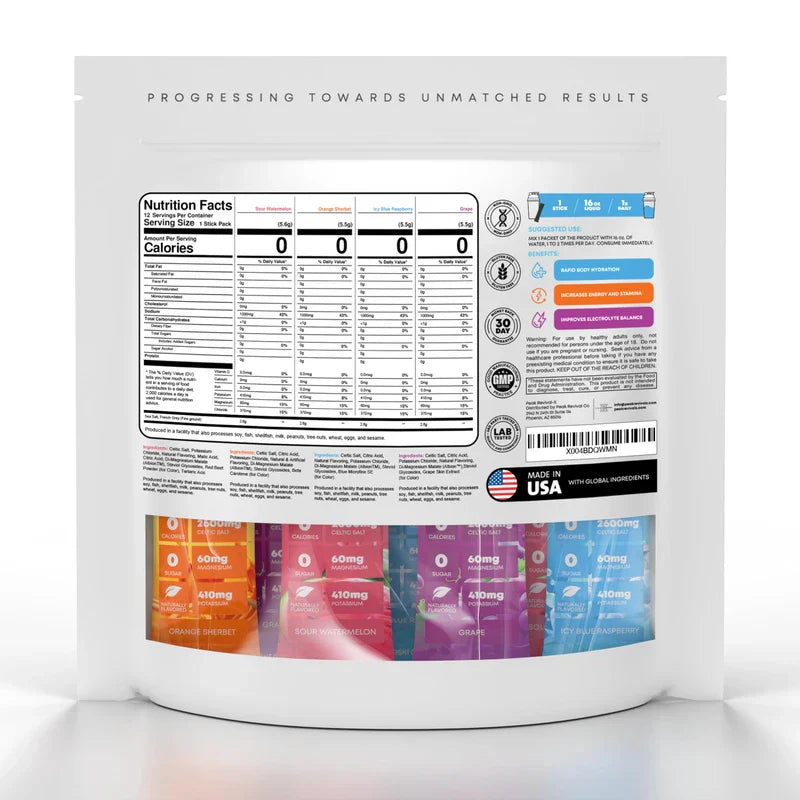 Peak Revival-X Electrolytes Powder Packets - Celtic Salt Electrolyte Drink Mix for Rapid Hydration - Non-GMO, Vegan Friendly, Gluten Free & Sugar Free Electrolytes Powder - Variety Pack (12 Packets)
