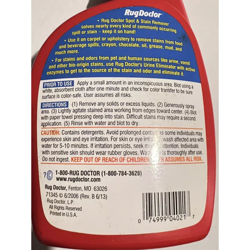 Rug Doctor Spot and Stain Remover, 24 OZ, Spray Bottle Carpet Cleaner