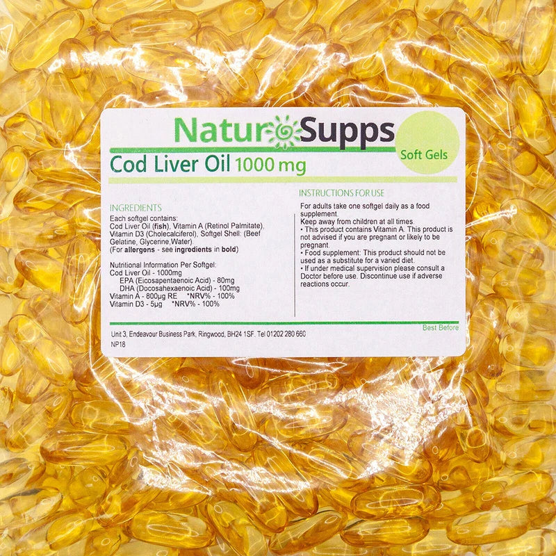 NaturSupps Cod Liver Oil Capsules 1000mg, 365 Capsules, High Strength, Omega 3, NaturSupps