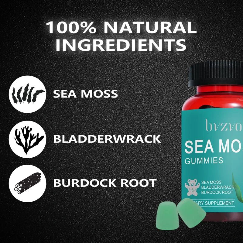 TIFALENI [bvzvo] Multimineral Sea Moss & Bladderwrack & Burdock Root & Premium Irish Seaweed - 60 Edible Gummies All-in-1 Dietary Supplement - Specification: 1 Bottle