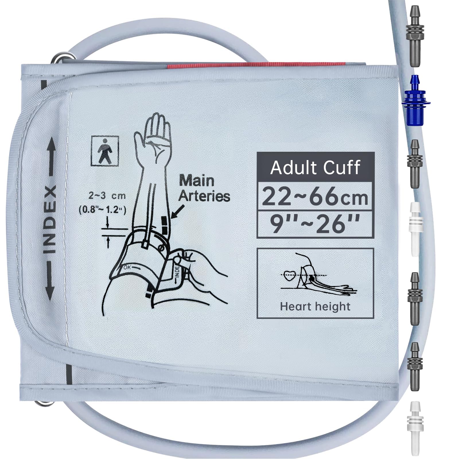 Extra Large Blood Pressure Cuff, 9”-21” (22-54CM) XL Cuff Compatible with Omron BP Monitor, Replacement X-Large Cuff for Adult Big ARM, 6 Connectors
