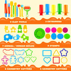 JOYIN 44 Clay Tools Set for Kids, Clay Accessories with Various Plastic Molds, Rolling Pins, Cutters