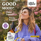 Wild & Organic Saffron Supplements 88.5 mg - Mood, Brain & Vision Support - Liquid Saffron Drops - Add to Tea - Crocus Sativus Herb Extract - Vegan, Sugar & Alcohol-Free Tincture - 2 fl oz