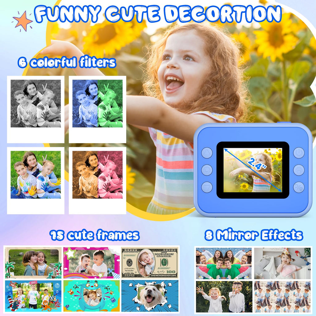 Kids Camera Instant Print, Christmas Birthday Gifts for Girls and Boys