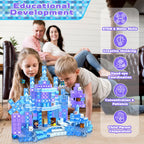 Magnetic Blocks - 100Pcs 0.8in Transparent Building Block for Kids Ages 4-8, Magnet Blocks for Blue Princess Castle Build, Building Cubes Tiles Princess Toys for Girls Age 3 4 5 6 7 8-12 Birthday Gift