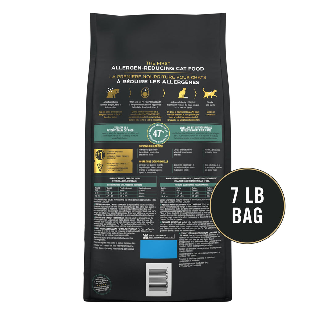 Purina Pro Plan LiveClear Allergen Reducing Dry Cat Food, Salmon, 7 lb