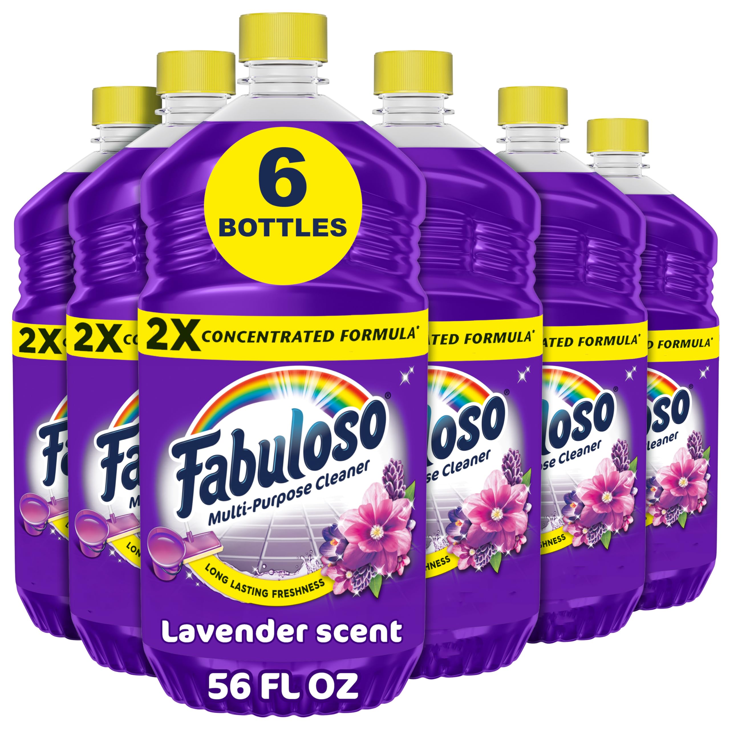 Fabuloso 2X Multi-Purpose Cleaner, No Rinse Floor Cleaner, Long-Lasting Freshness, Lavender Scent, 56 fl oz