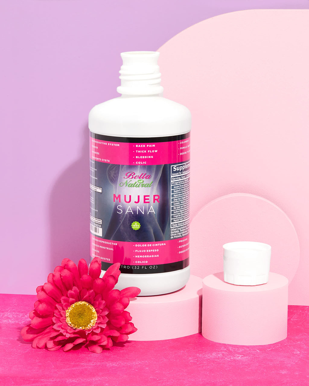 Bella All Natural Mujer Sana Healthy Woman, Hormonal imbalance, PCOS, Period Cramps - 1 Liter