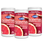 Clorox Scentiva Disinfecting Wipes, Grapefruit and Orange Blossom, 75 Count Each (Pack May vary) (Pack of 3)