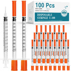 U-100 syringes with needle - 1ml 31G ( 31 gauge ) 5/16 inch syringe with needles scale in 100 units , 1 ml / 1cc Pack of 100 ( 100Pack )