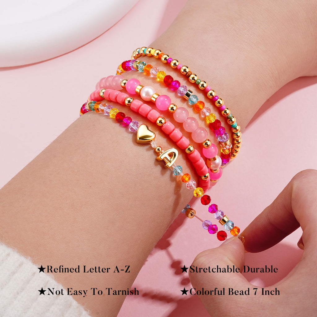 Turandoss 5PCS Initial Letter H Heart Bracelets for Her Birthday Gifts