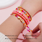 Turandoss 5PCS Initial Letter H Heart Bracelets for Her Birthday Gifts