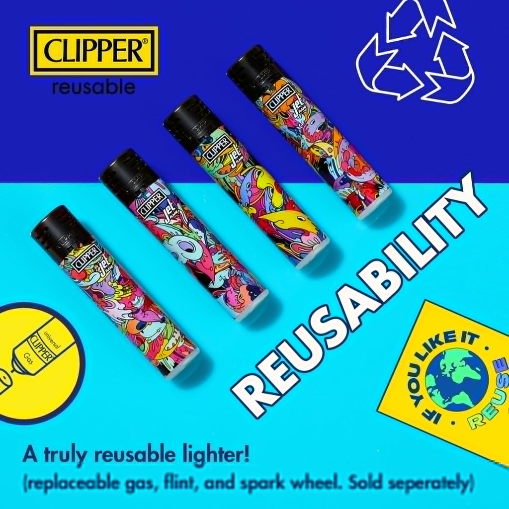 Clipper - Classic Large Reusable Lighter - Iconic Premium Refillable Lighters Bulk Pack - Replace Butane, Flint, and Spark Wheel for Unlimited Lights - 48 Pack - Zig-Zag Design