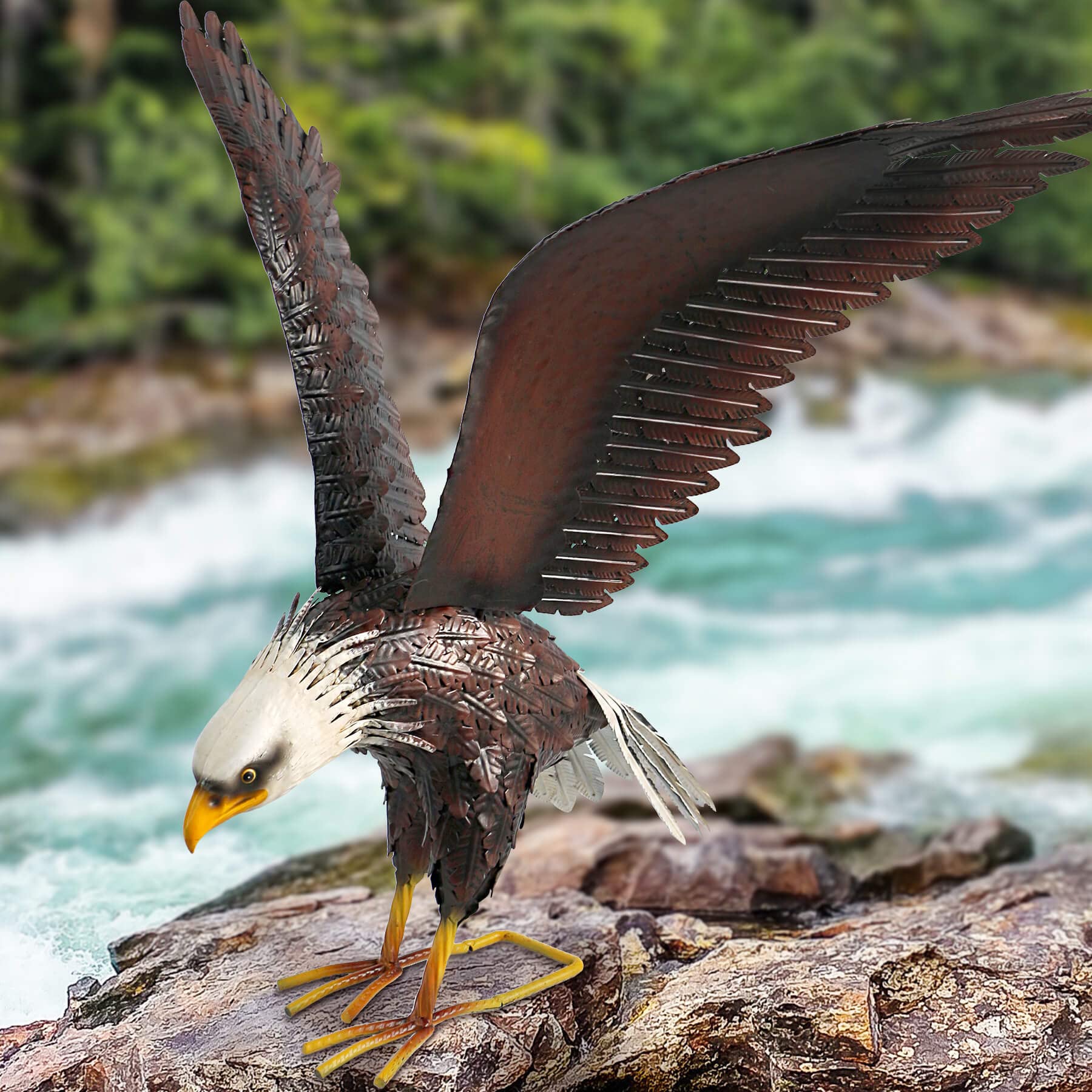 Kircust Bald Eagle Garden Sculpture & Statue, 40.6-Inch Wide