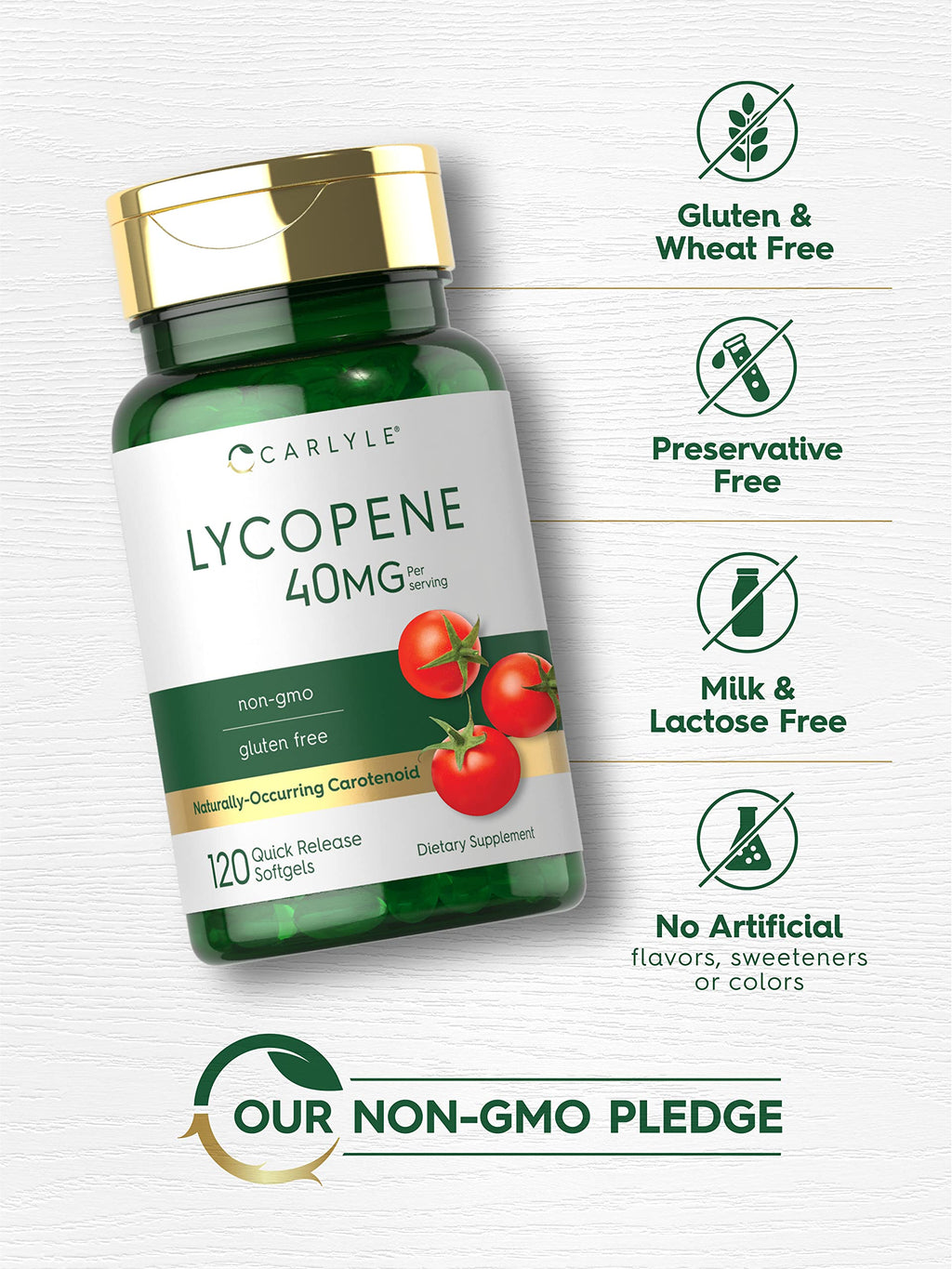 Carlyle Lycopene 40mg | 120 Softgels | Naturally-Occurring Carotenoid | Non-GMO & Gluten Free Supplement