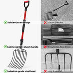 COSITA Pitch Fork for Garden, Wide Pitchfork with 10 Metal Tines, Heavy Duty Garden Fork with Fiberglass Handle 44-Inches, Chicken Coop Pitchforks for Manure, Mulching, Composting, Red