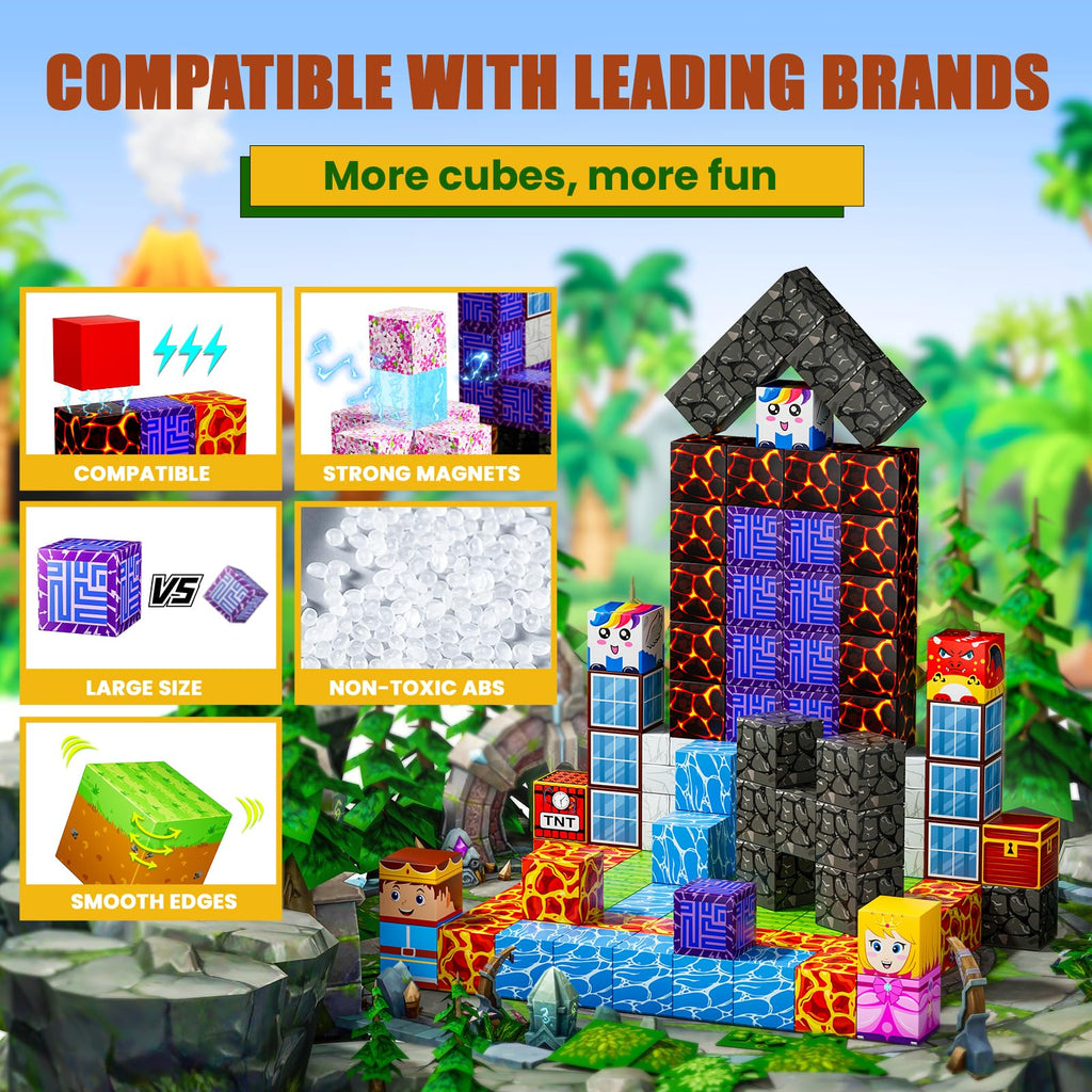 Magnetic Blocks - Build Magnet World Magic Portal Set, Magnetic Tiles Building Blocks Toddler Toys STEM Sensory Outdoor Toys for 3+ Year Old Boys & Girls, Creative Kids Games Kids Toys-120PCS