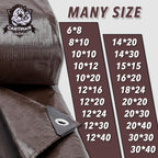 CARTMAN Finished Size 12x24 Feet Extra Thick 20 Mil Brown Ultra Heavy Duty Poly Tarp, Multipurpose Protective Cover, UV Resistant, Waterproof Poly Tarpaulin with Reinforced Edges