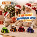 ANAOER 4 Pack Monster Trucks Toys for Boys 2 3 4 5 6 7 Year Old, Friction Powered Pull Back Car Toys for Toddlers Kids Ages 3-5 2-4 4-7, Best Birthday Christmas Party Gift for Boys and Toddlers