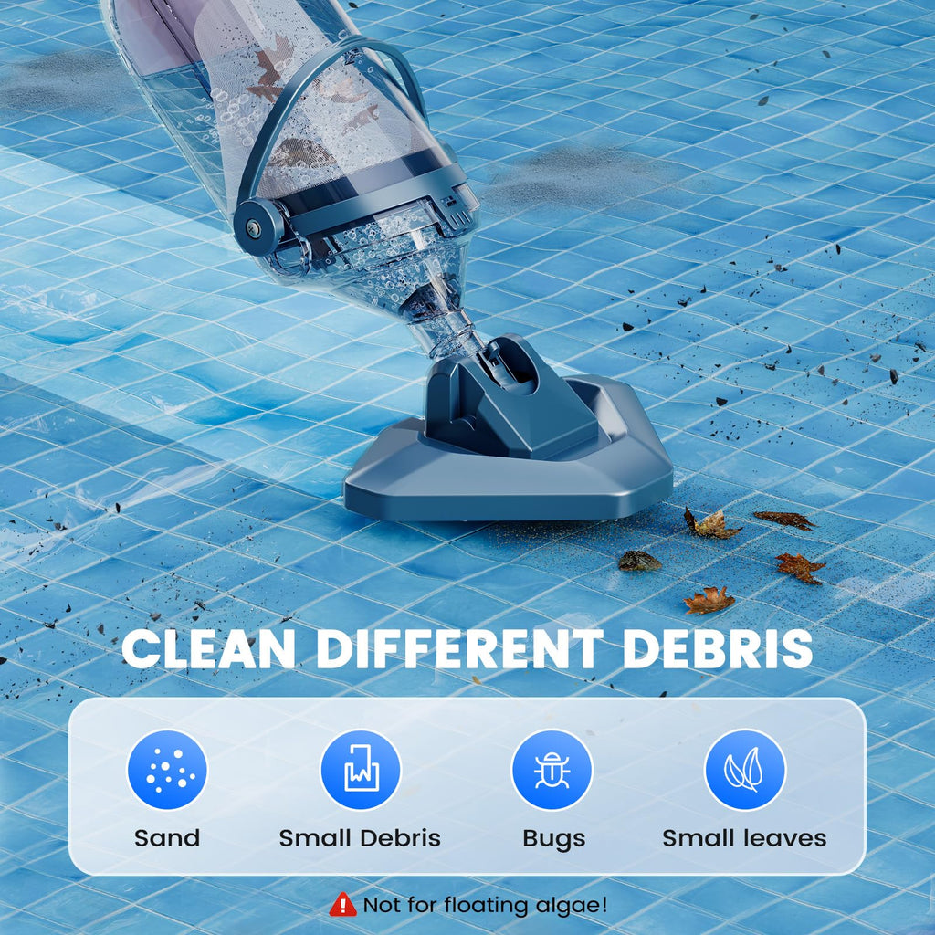 Enhulk Rechargeable Handheld Cordless Pool Vacuum for Above Ground Pool and Inground Pool(2025 Upgraded),60-Minute Runtime,Powerful Suction up to 18.5 gallons/min, Efficient Leaf and Debris Removal