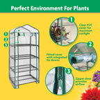 Miracle-Gro 23" x 17" x 57" 4-Tier Indoor/Outdoor Mini Greenhouse Plant Tent, All-Season Compact Plant Growth Accelerator with PVC Cover and Roll-Up Zipper Door, Clear