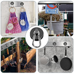 MIKEDE Strong Magnetic Hooks Heavy Duty, 200LBS+ Black Swivel Neodymium Magnets with Carabiner Hook, Hooks for Hanging, Curtain - 4 Pack