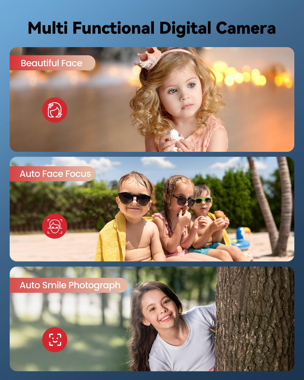 Digital Camera for Kids: Pink Camera for Teens - Christmas Birthday Gifts for Girls 8-10 - 16X Zoom Shoot Cam for Ages 8-13 - Compact Camera for 6 7 8 9 10 Years Old- Toys for Kid Children Toddler