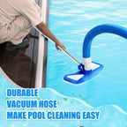 Innconee 3 Pcs Pool Vacuum Kits Include 11.8" Vacuum Head with 47" Adjustable Pole with 1-1/2" x 18ft Long Hoses Flexible Head with Wheels for Above Ground Inground Pond Spa Hot Tub