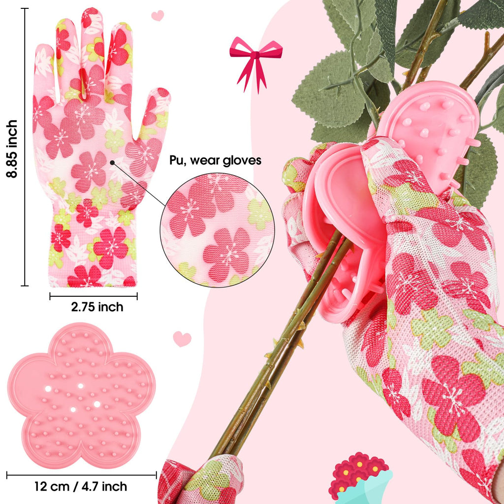 10 Pcs Rose Thorn Stripper Tool Florist Supplies Floral Tape Rose Thorn Remover Flower Bouquet Accessories Garden Remover Floral Gloves Tape Stripper Kit Gift for Women Mother(Pink,Flower)