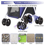 BETSOCCI Double Dog Stroller with 2 Detachable Carrier, Portable Pet Stroller for Small Dogs & Cats Folding Lightweight Puppy Travel Carriage, 4 Wheels, Blue