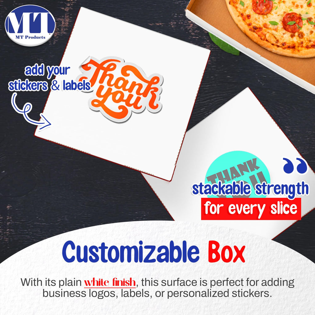 MT Products 16" x 16" x 1.9" Extra Thin White Paperboard Pizza Boxes (10 Pack) - Jumbo Lightweight Folding Bakery Box for XL Thin-Crust Pizza, Donuts, Apparel & Gifts - Made in USA