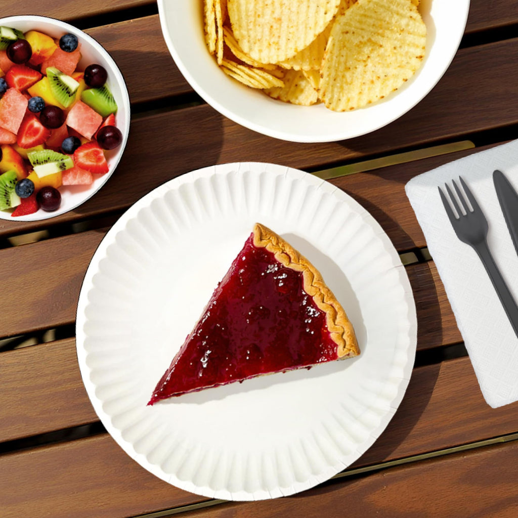 Amazon Basics 9" Uncoated White Paper Plates, Microwave Safe, 100 Count