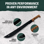 Condor Tool & Knife El Salvador Machete Wood Handle W/Leather Sheath - Heavy Duty Machete - 1075 High Carbon Steel - Walnut Handle - Hand Crafted Leather Sheath - 3mm Full Tang - 18in Blade - 32.5oz
