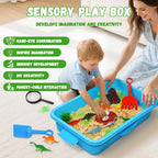 Pakimio Dinosaur Sensory Sand Kit, Lidded Dino Sensory Bin Sandbox for Kids