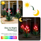 Homight Solar Metal Agave Lily Flower Garden Sculpture with LED Lights 30.3 Inch Waterproof Outdoor/Indoor Yard Decor Handmade Lawn Ornament Gift for Family Friends (2, Grass Green)