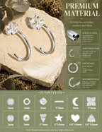SAILIMUE 12Pair Hypoallergenic Huggie Half Hoop Earrings Backless for Women
