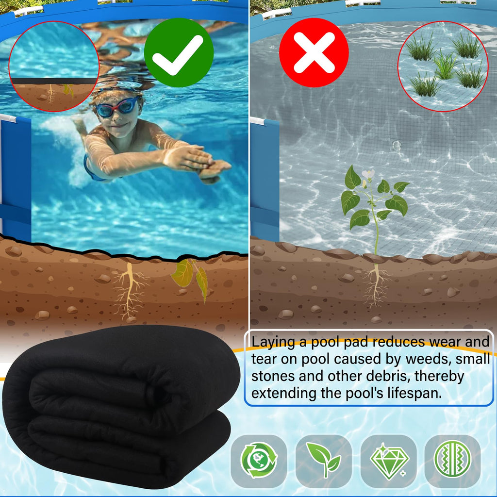 350 G/M² Pool Liner Pad 24 FT Round Above Ground,Pool Padding Under Pool|Prevent Puncture|Thick Geotextile Material|Extend Life of Liner|Double Density Puncture Resistant,Outdoor Pool Bottom Pads