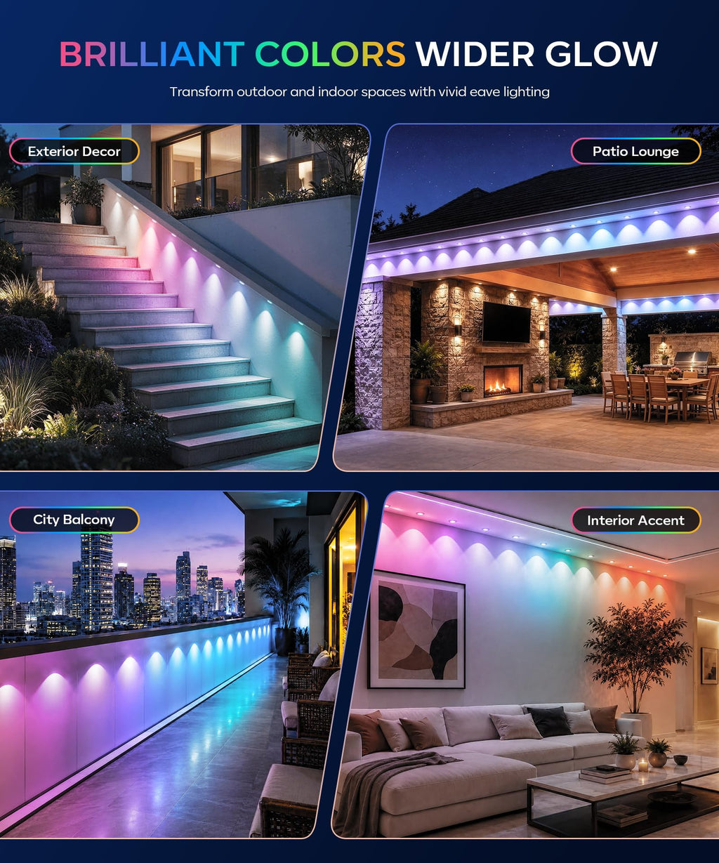 Ecoeve Permanent Outdoor Lights for House, 200ft RGB+IC Christmas LED Light