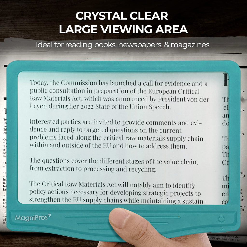 MAGNIPROS Patented 5X Large LED Page Magnifier for Reading | Eye Caring 3 Color Light Modes & Anti-Glare Lens to Reduce Eye Strain-Perfect for Small Prints, Aging Eyes, Low Vision and Seniors
