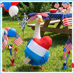 SilTriangle 4th of July Porch Goose Outfit Patriotic Pillow Design with Top Hat for 23" Lawn Cement Goose Independence Day Garden Patio Yard Outdoor Decorations(Ice Lolly)