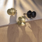 NCSEN 3 Pack Gold Door Knobs,Interior Door Knob with Lock,Coastal Style Satin Brass Door knob for Privacy and Bedroom