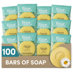 Eco Botanics Travel Size Hotel Cleansing Soap Bar 100 Count 0.5 oz Bottles Guest Amenities for Hotels Vacation Rentals & Short Term Rentals Paraben Free White Tea Scent with Aloe & Olive Oil