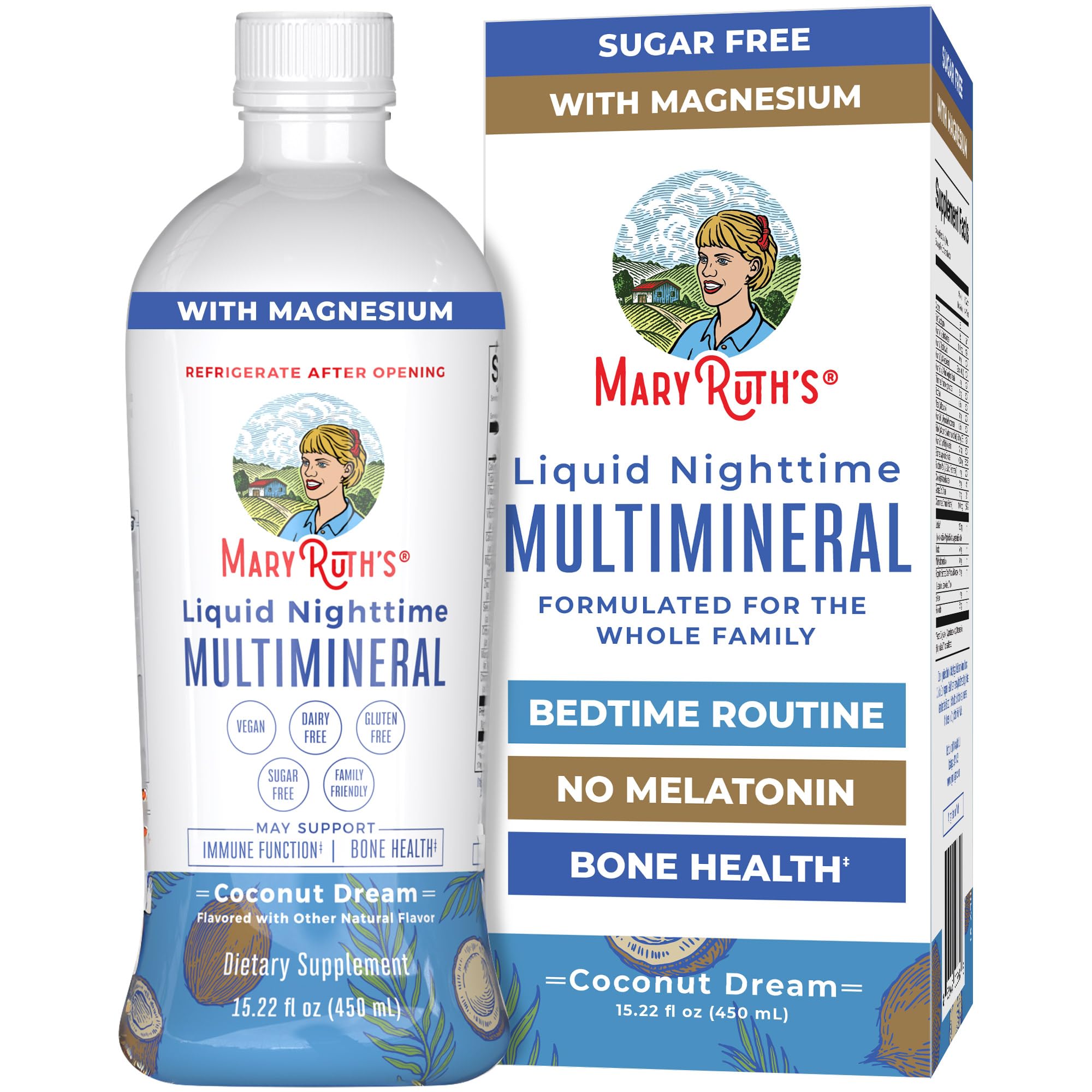 MaryRuth Organics Liquid Nighttime Multimineral | No Melatonin | Bedtime Routine | Magnesium Citrate | Calcium | Zinc | Vitamin D3| Available in 4 Flavor - Vegan | Sugar Free | Gluten Free | 15.22 Oz