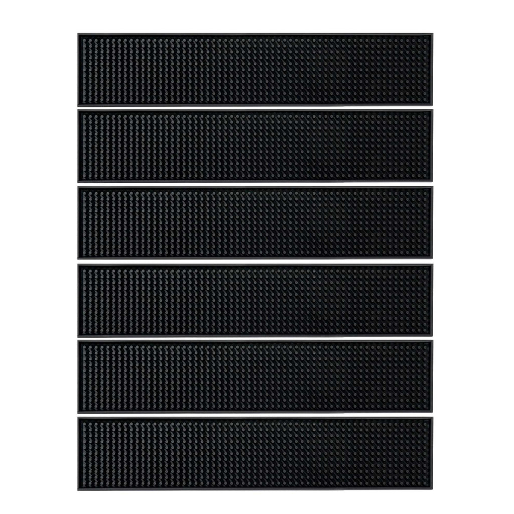 BARsics 17.5x3.5 inches Long PVC Bar Rail Mat Non-Slip Serving Spill Mat (Pack of 6)