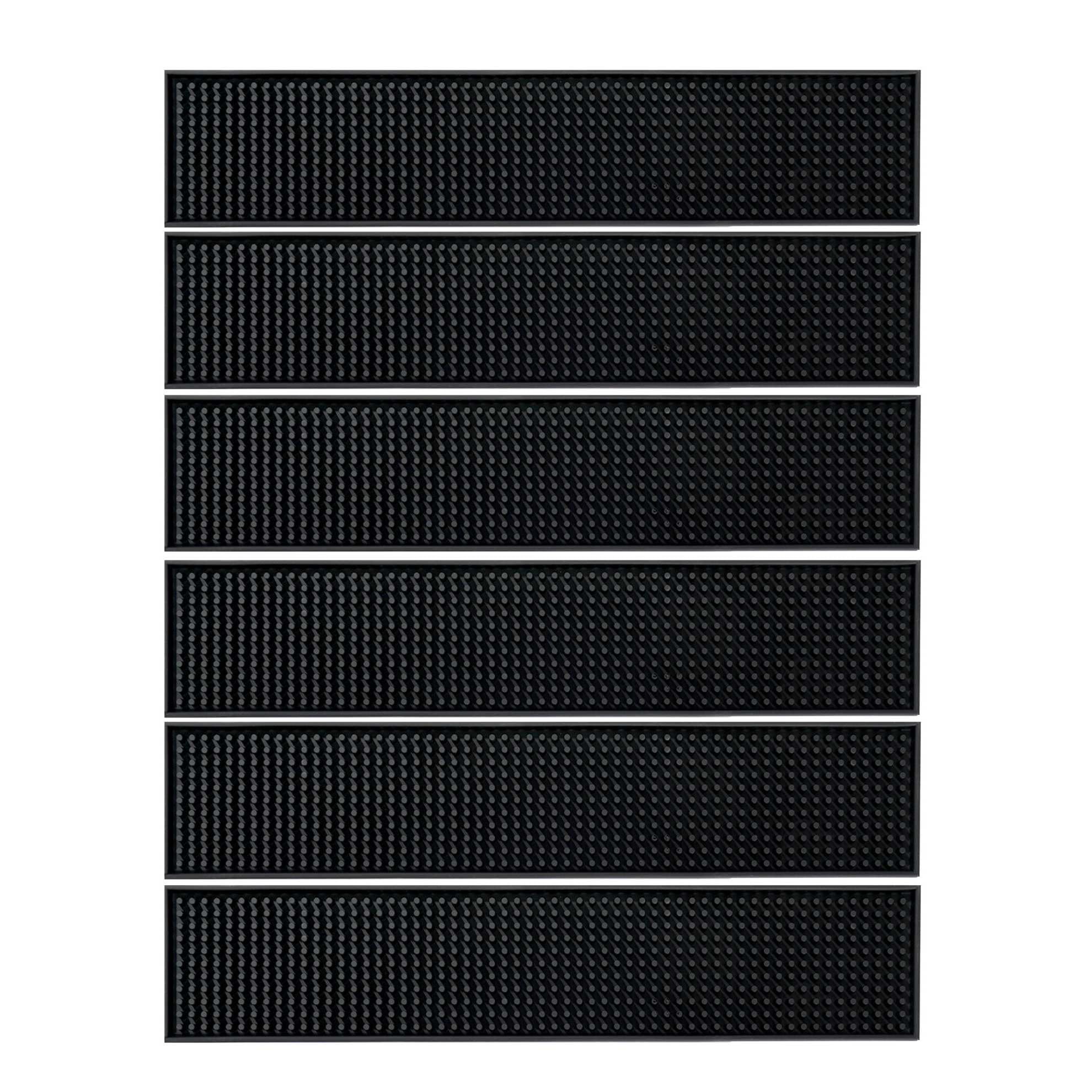 BARsics 17.5x3.5 inches Long PVC Bar Rail Mat Non-Slip Serving Spill Mat (Pack of 6)