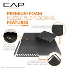 CAP Barbell 1/2-Inch Interlocking EVA Foam Exercise Puzzle Mat Home Gym Flooring - 1 Pack | 24" x 24" x 1/2" | Diamond Pattern - Blue